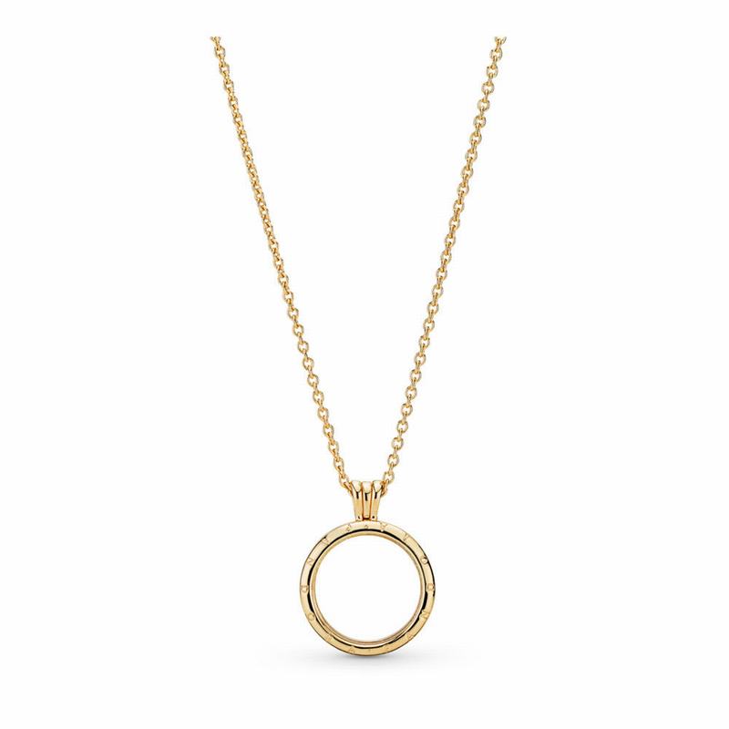 Pandora Shine™ Floating Locket Necklace Ireland - 18ct Gold Plated/Glass - 893567ZPD